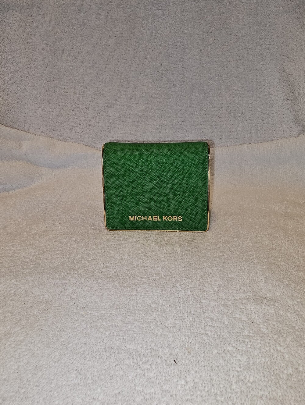 Michael Kors Emerald Green Saffiano Leather Compact Wallet